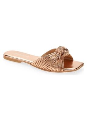 JEFFREY CAMPBELL Women's Rose Gold Metallic Knaughty-3 Square Toe Sandals Sz 6